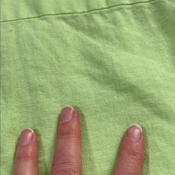 A New Day Linen Blend Lime Green Button Front Blouse Size Small Boxy Fit Cruise - Picture 10 of 11